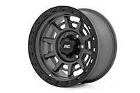 Rough Country 85 Series Simulated Beadlock Gunmetal Gray/Black 17x9 6x5.5 -12mm MAIN
