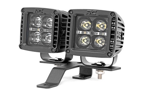 Rough Country Quad LED Light Pod Kit-BLK Amber DRL fits 18-23JL/20 Gladiator LARGE