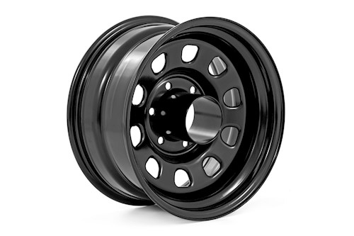 Rough Country Steel Wheel Black 16x8 5x5 3.30 Bore -12 RC52-6873 LARGE