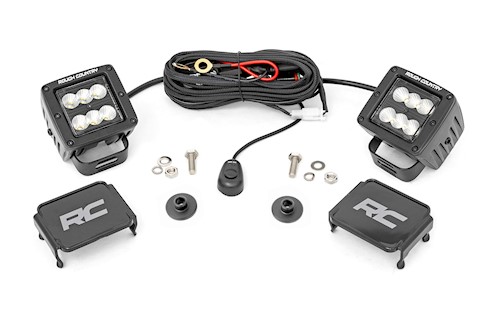 Rough Country LED Light Ditch Mount 2" Black Pair Flood for Ford Bronco 2021 LARGE