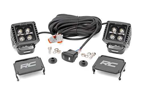 Rough Country LED Light Ditch Mount 2" Black Pair Amber DRL for Ford Bronco 2021 LARGE