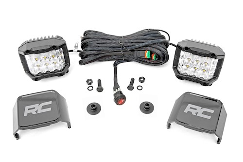 Rough Country LED Light Ditch Mount 2" Chrome Pair Wide for Ford Bronco 2021 LARGE