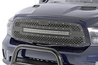 Rough Country Mesh Grille w/30in Dual Row Black Series LED 13-18 for RAM 1500 MAIN