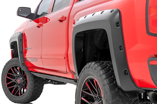 Rough Country Pocket Fender Flares 5' Bed GAZ Summit White Silverado 1500 14-18 LARGE