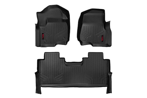 Rough Country HD Floor Mats [F/R]-17-20 for Ford Sup uty Crew Cab Bucket Seats LARGE