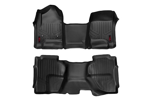 Rough Country HD Floor Mats [F/R]-14-19 Chevy Silverado/GMC Sierra Double Cab LARGE