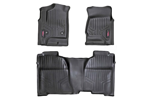 Rough Country HD Floor Mats [F/R]-14-19 Chevy Silverado/GMC Sierra Crew Cab LARGE