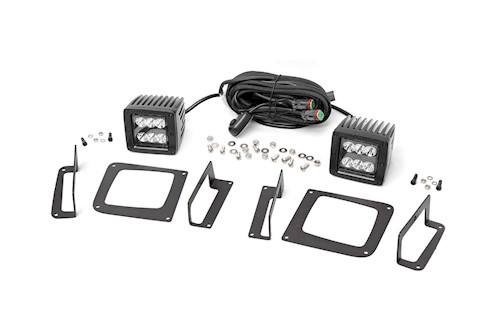 Rough Country GMC 2-inch Cree LED Fog Light Kit Black Series | 14-15 Sierra 1500 LARGE