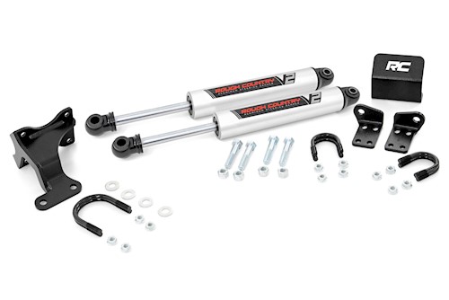 Rough Country V2 Steering Stabilizer Dual for Jeep Wrangler JK (2007-2018) LARGE