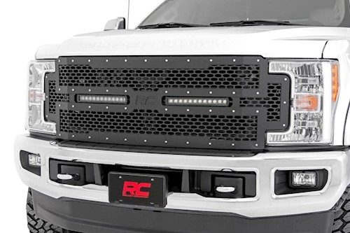 Rough Country for Ford Mesh Grille w/Dual 12in Black-Series LEDs 17-19 Sup uty LARGE