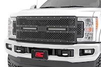 Rough Country for Ford Mesh Grille w/Dual 12in Black-Series LEDs 17-19 Sup uty MAIN