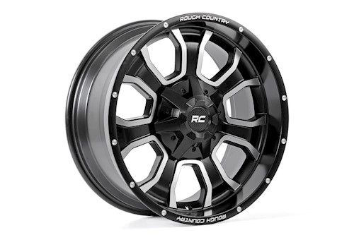 Rough Country Rough Country 93 Series Wheel One-Piece Machined Black 20x10 5x5/5x4.5 -18mm -93201013 LARGE