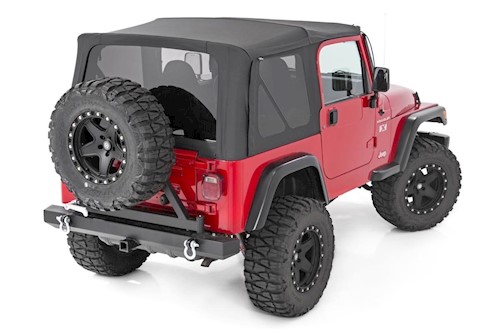 Rough Country Replacement Soft Top|Black 97-06 TJ for Wrangler Half Steel Doors LARGE