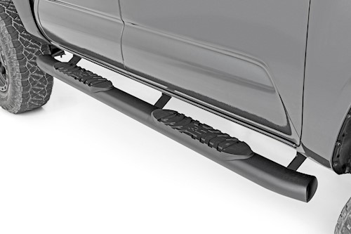 Rough Country Oval Nerf Step Double Cab Black For Toyota Tacoma 2WD/4WD 05-22 LARGE