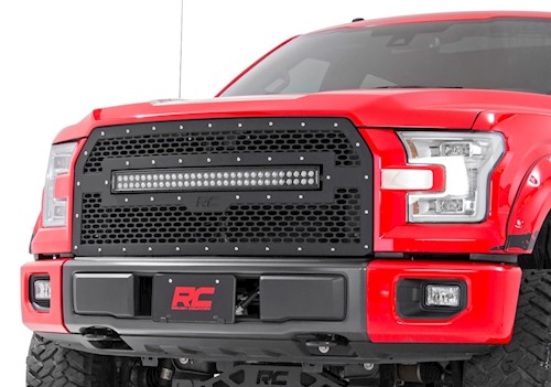 Rough Country for Ford Mesh Grille w/30in Dual Row Black Series LED 15-17 F-150 LARGE