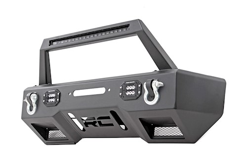 Rough Country F Stubby LED W" Bumper w/Hoop|BLK fits JK, JL, Gladiator JT -11826 LARGE