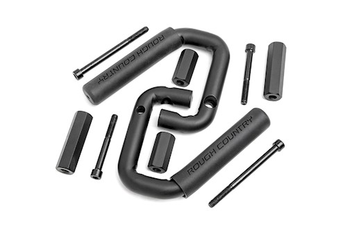 Rough Country For Jeep Front Solid Steel Grab Handles 07-18 Wrangler JK | Black LARGE