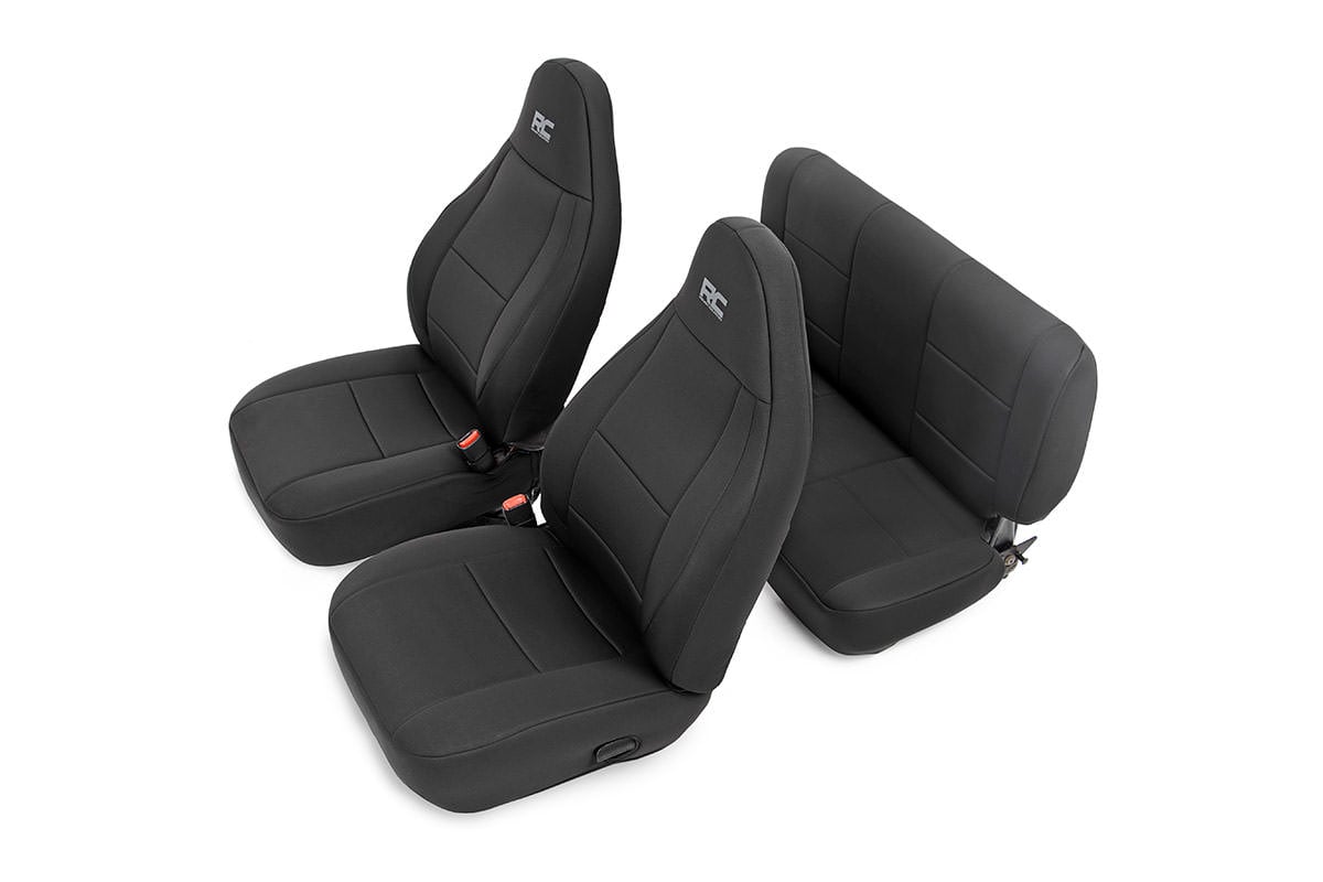 Neoprene Seat Cover Set, Black, Jeep Wrangler TJ 0306