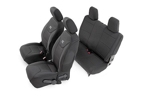 Rough Country Neoprene Seat Cover Set | Black [13-18 for Wrangler JK | 2 Door] LARGE