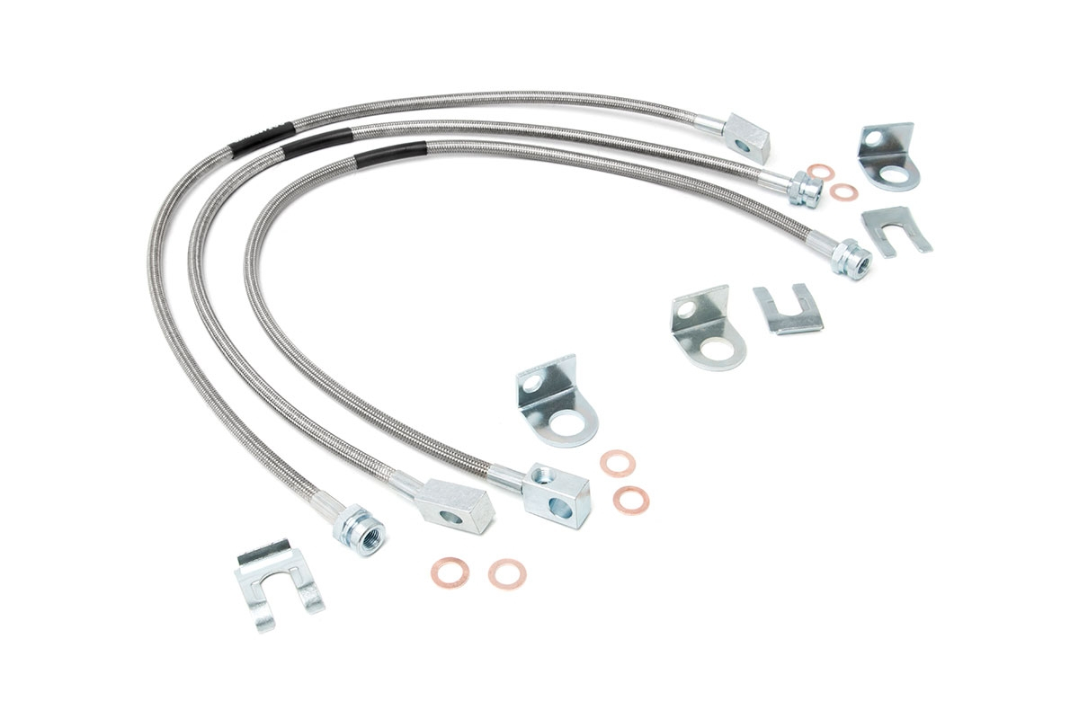 Jeep Wrangler TJ/YJ Cherokee XJ Stainless Steel Front & Rear Brake Lines 1984-2006 THUMBNAIL