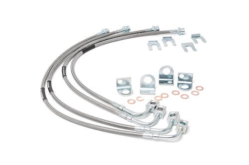 Rough Country F R Stainless Steel Brake Lines|4-6" Lifts 07-18 for Wrangler JK LARGE