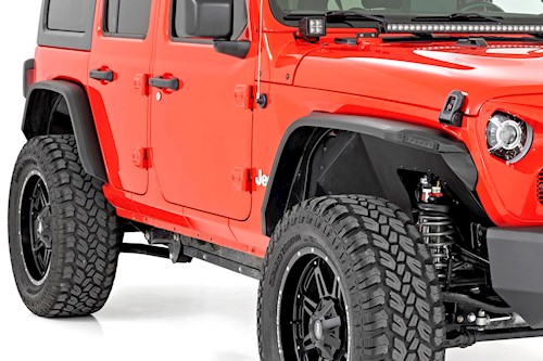 Rough Country Flat Fender Flare Kit for Jeep Wranger JL 18-23 w/ LED UV Treated LARGE
