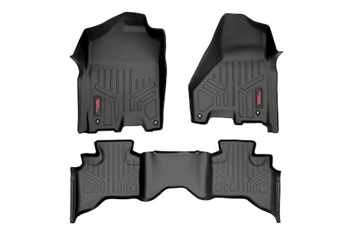 Rough Country HD Floor Mats [F/R]-12-18 Dodge for RAM 1500|Quad Cab|Full Console LARGE