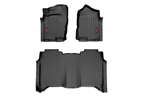 Rough Country Floor Mats FR & RR Bench Seat for Nissan Titan 17-21/ XD 16-21 LARGE