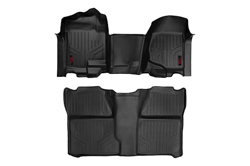 Rough Country GM HD Floor Mats 07-13 Silv/Sierra|07-14 HD|Crew Cab|Bench Seat LARGE