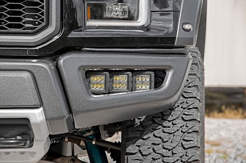 Rough Country for Ford Triple LED Fog Light Kit|BLK Ser Amb RL 17-20 F150 Raptor LARGE