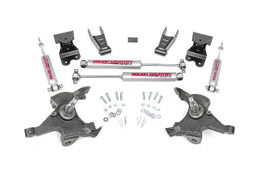 Fat Bob's Garage, Rough Country part #725.20, Chevrolet/GMC 1/2 Ton Pickup 2" Front 4" Rear Lowering Kit 2WD 1988-1998 LARGE