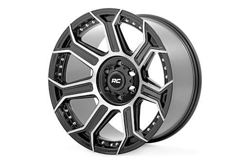 Rough Country 89 Series Wheel One-Piece Black Machined Gun Metal 22x10 8x180 -19 LARGE