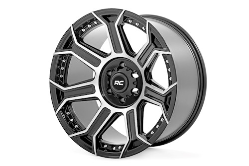 Rough Country 89 Series Wheel One-Piece Black Machined Gun Metal 22x10 8x6.5 -19 LARGE