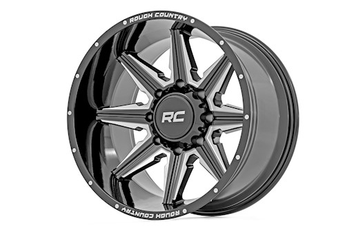 Rough Country 91M Series Wheel One-Piece Gloss Black 22x12 8x170 -44mm 91221211M LARGE