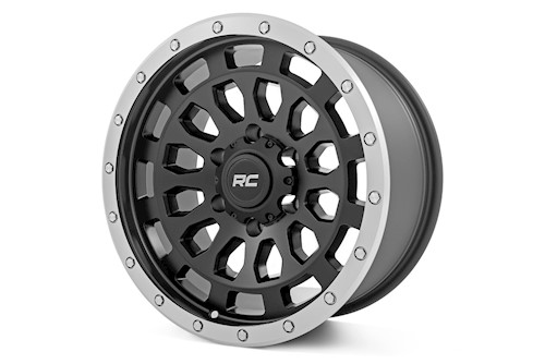Rough Country 87 Series Wheel Simulated Beadlock Black/Machined 17x8.5 6x5.5 0mm LARGE