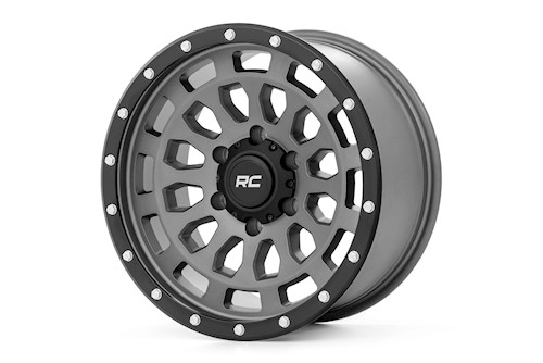 Rough Country 87 Series Wheel Simulated Beadlock Gray/Black 17x8.5 6x5.5 +0mm LARGE