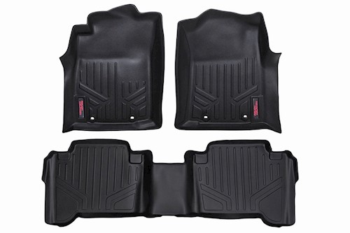 Rough Country Heavy Duty Floor Mats [Frt/Rr]-12-15 for Toyota Tacoma Double Cab LARGE