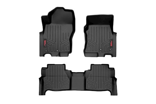 Rough Country Floor Mats FR & RR Crew Cab for Nissan Frontier 2WD/4WD 2022 LARGE