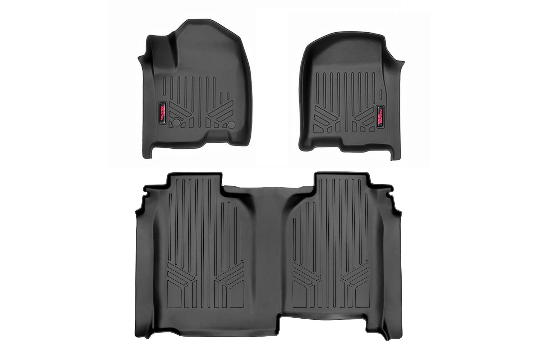 Rough Country Floor Mats | FR & RR | FR Bucket | Crew | w/o Underseat Storage | Chevy/GMC 1500/2500HD/3500HD (19-23) MAIN
