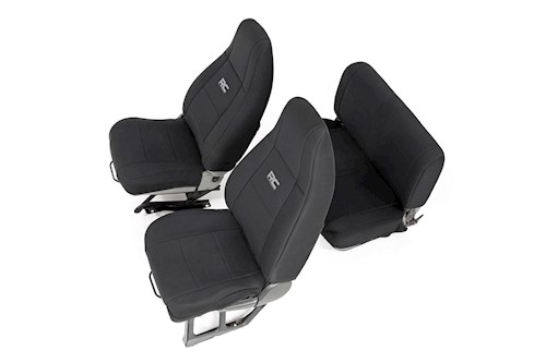 Rough Country For Jeep Neoprene Seat Cover Set | Black [87-90 Wrangler YJ] 91008 LARGE