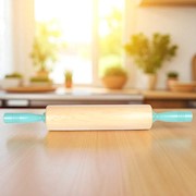 Rolling Pin - 12" with seafoam handles THUMBNAIL