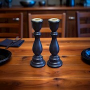 7" BLACK CANDLESTICK, SET OF 2 THUMBNAIL