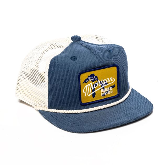 Born & Brewed in MI Corduroy Grandpa Trucker LARGE