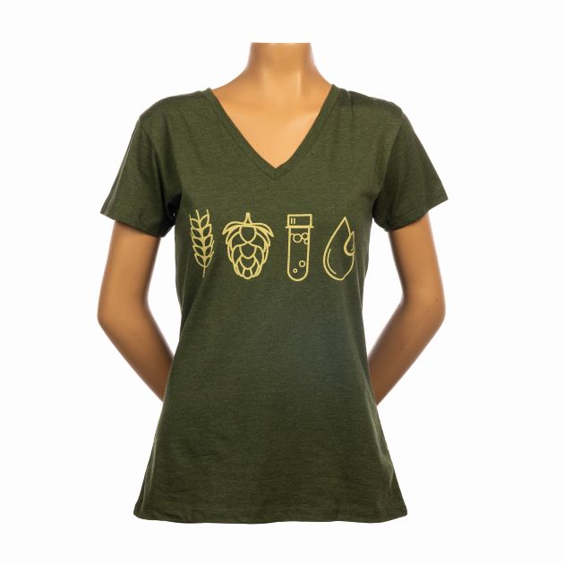Women's Beer Ingredients V-Neck Tee - Green LARGE