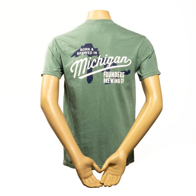 Born & Brewed in Michigan Tee - Light Green THUMBNAIL