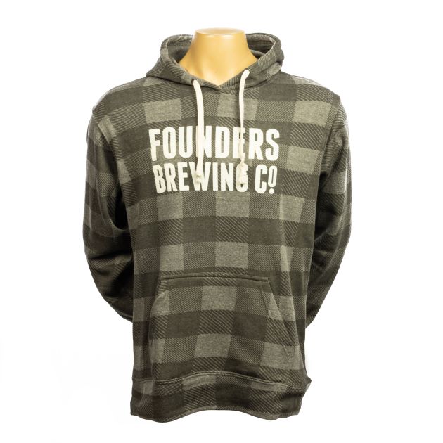 Founders Pullover Hoodie - Grey Plaid LARGE
