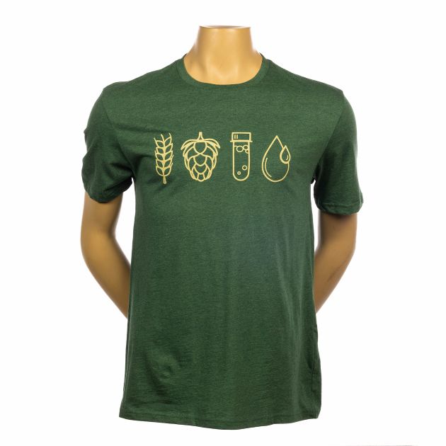 Beer Ingredients Tee - Green Heather LARGE