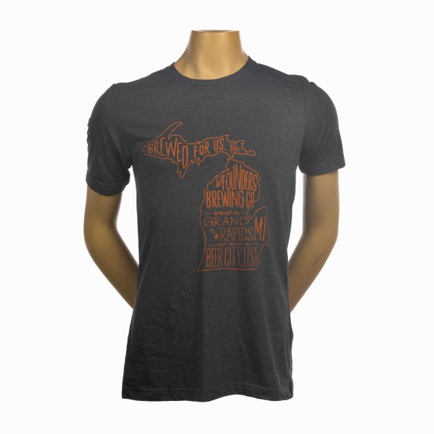 Michigan Print Tee - Navy/Orange LARGE