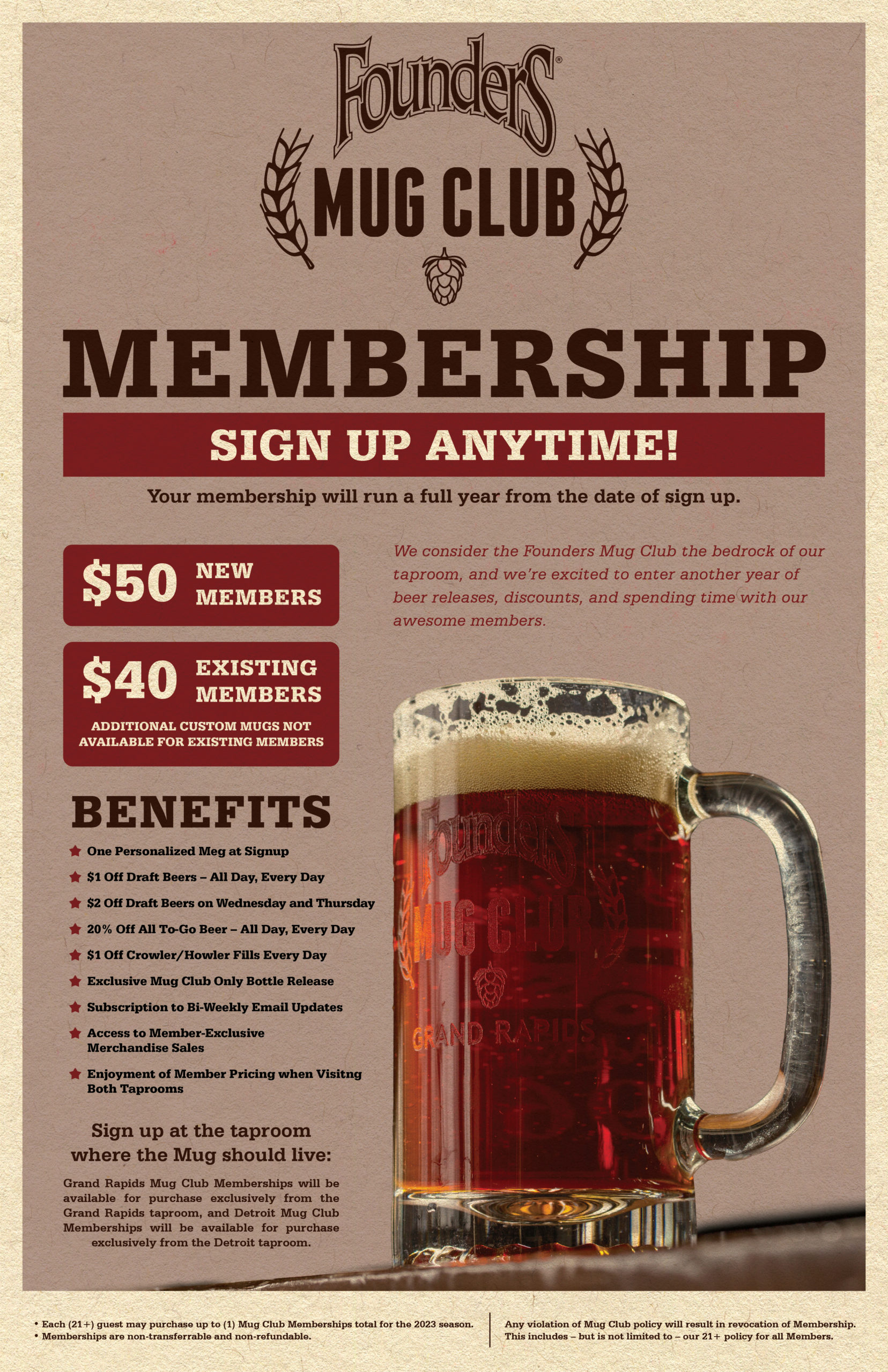 Grand Rapids Annual Mug Club Membership Founders Brewing Co. Online Store