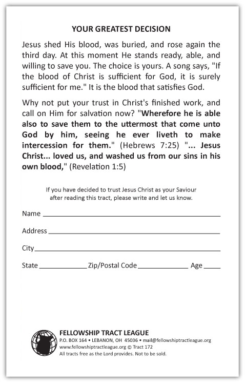 Tract 172 – Fellowship Tract League Online Store